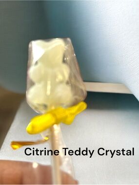 Citrine Teddy Crystal Desk Decor - Yellow